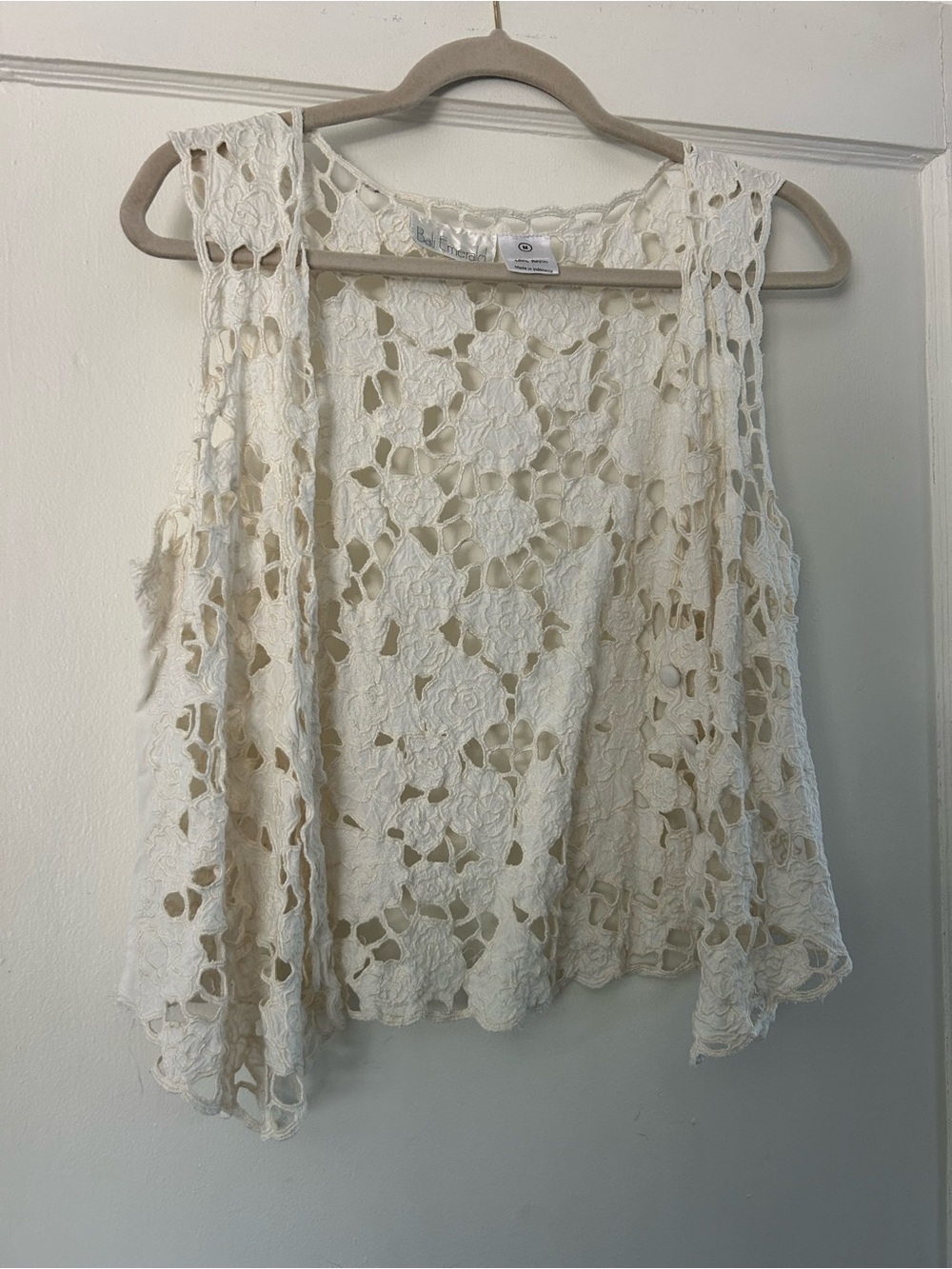 Vintage Crochet Lace Crotchet Tank Top Vest - Ivory